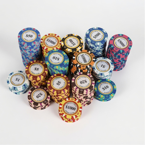 Bộ bài Poker bằng đất sét in tùy chỉnh Monte Carlo Casino Royale 14g 40mm và khay đựng tiền cho trò chơi tiền mặt - Product Image 1