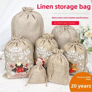 Fashionable 21 Regular Colors 13x18cm 100% Natural Jute Biodegradable Screen Printed Customizable Logo Gift Drawstring <b>Bag</b> - Product Image 4