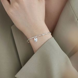 Dylam Stylish Hypoallergenic 925 Sterling Silver Irregular Broken Beaded Silver Pendant <b>Bangle</b> <b>Bracelet</b> for Women Gifts - Product Image 2