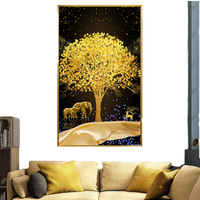 Art mural de luxe avec cadre en aluminium Arbre de vie Cristal Porcelaine Peinture sur toile Décoration murale suspendue de luxe
