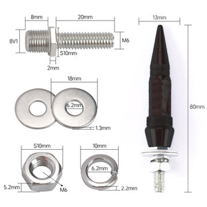 Cache-moyeu de roue pointu, 60 mm de long, filetage M6L, en aluminium, universel, pour mise à niveau et rénovation, bleu - Product Image 3