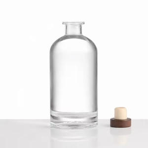 Bouteille en verre cylindrique <span class=keywords><strong>de</strong></span> luxe personnalisée OEM avec bouchon à vis à bouche plate et sérigraphie pour whisky, rhum, tequila, <span class=keywords><strong>vodka</strong></span> - Product Image 5