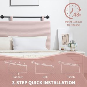 หัวเตียง <span class=keywords><strong>UEV</strong></span> ขนาดควีนไซส์ ดีไซน์ทันสมัย หุ้มผ้ากำมะหยี่ พร้อมปลอกหุ้มที่ถอดออกได้ แบบติดผนัง ลายร่อง ดีไซน์หรูหรา สีชมพู - Product Image 4