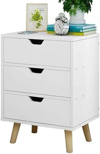 Table de <span class=keywords><strong>Chevet</strong></span> Simple pour Chambre et Bureau, Table d'Appoint à 3 Tiroirs, Unité de Rangement en Bois Chic, Table de <span class=keywords><strong>Chevet</strong></span> en Bois - Product Image 4