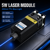 Nouveau module laser 5W 12V 450nm lumière bleue TTL avec carte adaptateur d'interface pour machine de gravure laser