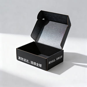 Boîte <span class=keywords><strong>d</strong></span>'avion noire de transport Boîtes en carton ondulé personnalisées extra rigides Matériaux recyclés Fermeture magnétique imprimable - Product Image 4