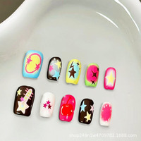 Kuku Palsu G-Dragonstyle Daisy, Edgy Bold Chic, Pendek, Tempel, Gaya Ins, Aplikasi Jari, Grosir Pabrik