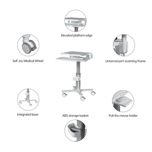 <b>Heavy</b>-<b>Duty</b> Mobile Dental Laptop <b>Trolley</b> Cart With Holder 5-Year Warranty for Oral Treatment in Hospitals MTO-3 Hospital Medical - Product Image 1