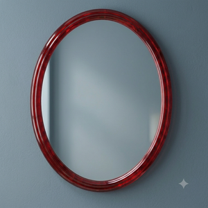 VILLA ULTIMA DELUXE SINGLE <b>MIRROR</b> Ruby Red Oval Minimalist Design <b>Plastic</b> Adjustable Framed Home Decor Wall <b>Mirror</b> - Product Image 3