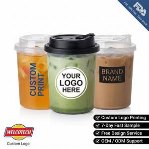 Vaso desechable de PP esmerilado de boca ancha de 500ml con tapa con orificio para pajita, venta al por mayor, para Boba, Smoothie, Zumo, con logotipo OEM - Product Image 2