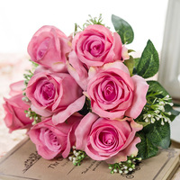 7 Têtes/Bouquet de fleurs artificielles en soie, mini bouquet de roses pour Noël, mariage, Nouvel An, décoration de boîte cadeau DIY, plante artificielle