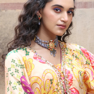 Designer Multicolor Kundan Meenakari Choker <b>Necklace</b> with Earrings Ethnic Indian Bridal Wedding Party Wear <b>Statement</b> <b>Necklace</b> - Product Image 3
