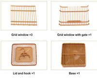 Nouveau design Cage à oiseaux suspendue carrée en plastique orange avec bambou jaune pour perroquets et canaris