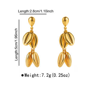 Pendientes colgantes de estrella de mar de estilo Retro chapados en oro de 14 quilates para mujer, joyería elegante de acero inoxidable - Product Image 3