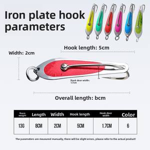 Hameçon simple en acier inoxydable 304 avec paillettes, 8 cm, 13 g, grande plaque métallique, jig pour pêche en mer profonde, hameçon pour appât vivant, Bigspoo - Product Image 3