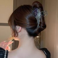 Promotion : Grande pince à cheveux en alliage, motif ailes d'ange et cœur brillant entièrement orné de strass, type pince requin