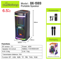 Haut-parleur portable sans fil haute puissance avec subwoofer, basses profondes, pour fêtes en extérieur, avec carte TF, USB, FM et lumières RGB