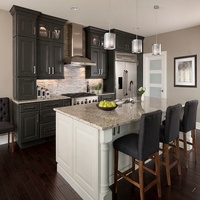 Armoire de cuisine en bois massif haut de gamme, style shaker moderne, motif surélevé, armoire de cuisine modulaire personnalisée de luxe
