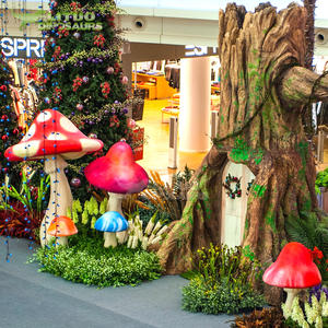 Estatua de Fibra de Vidrio de Alicia en el País de las Maravillas con Diseño de Hongo Mágico - Product Image 1