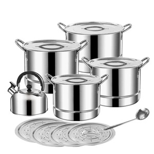 Juego de Ollas Vaporeras de Acero Inoxidable de 22/24/26/28 cm con Plato para Cocinar al Vapor, Tetera, Cucharón, Base Magnética, Olla para Inducción - Product Image 1