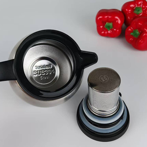 304 thép không gỉ sức khỏe ngâm ấm trà 1.2L nước nóng Ấm lọc hộ gia đình màu đỏ bạc cách nhiệt ấm trà - Product Image 3