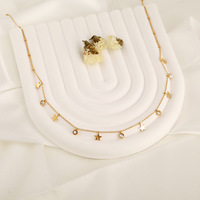Collier tendance minimaliste en acier titane pour femme, chaîne de clavicule de niche, collier à multiples zircons ronds pour un look élégant