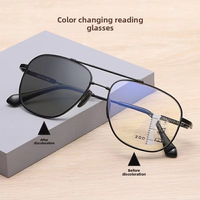 Nouvelles Lunettes de Lecture Photochromiques Progressives Multifocales Modèle 2026, Verres Transparents, Monture en Titane Souple à Mémoire de Forme, Fines et Élégantes, Noires