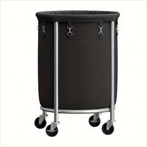 Panier à linge roulant de 170 L avec sac amovible et cadre en acier, chariot à linge rond avec 4 roulettes - Product Image 3