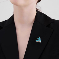 Haut de gamme femmes rétro Corsage broche nouveau Style chinois bleu aile oiseau exquis Niche Design nouveau Style alliage placage