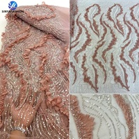 Dentelle française Sinya de luxe en maille brodée de perles et de sequins floraux 3D, 5 yards, haute qualité, tissu lourd perlé