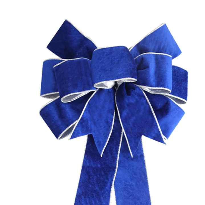 Christmas Chic Craft Door Bow Decorative Pendant Blue Indoor Backyard Garden Ceramic Metallic Styrofoam Design Packaged in Bags