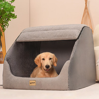 Coussin de couchage pour chien, type villa, fermé, chaud pour l'hiver, en mousse à mémoire de forme, avec housse amovible et lavable, toutes saisons, pour Golden Retriever et chats