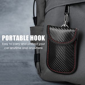 Compacto de fibra de carbono <span class=keywords><strong>Faraday</strong></span> Key Fob Protector PU de moda Car Key Wallets Bag con bloqueo de señal Pocket Size <span class=keywords><strong>Faraday</strong></span> Pouch - Product Image 5