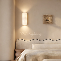 Applique murale en alabâtre naturel cannelé diagonal, lampe murale en fer cylindrique longue, éclairage haut/bas pour la décoration de villas, hôtels, escaliers et couloirs