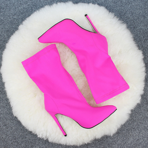 Wholesale Stretch Fabric Women Sandals Shoes High Heel Pointed Toe Ankle <b>Boots</b> Women Short <b>Boots</b> - Product Image 3