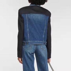 Conjunto de Jeans de Mezclilla para Mujer de Alta Calidad al por Mayor, Chaqueta Casual con Empalmes, Jeans de Mezclilla Deslavados con Ácido, Traje de Mezclilla para Mujer - Product Image 4