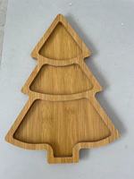 Bambus Plateau pour arbre de Noël Plateau en bambou avec assiette en bois à 3 compartiments Motif de plante de Noël Couleur personnalisée Irrégulière