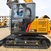Mini-excavatrice sur chenilles Sany Sy75c Pro d'occasion de 7,5 tonnes en bon état avec moteur, pompe et roulement à vendre