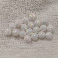 Opale synthétique cultivée en laboratoire OP17, opale blanche feu, pierre de 6 mm, trou traversant, perles d'opale créées en laboratoire pour bracelet