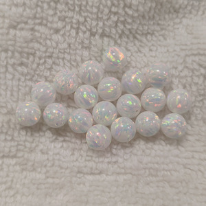 โอปอลสังเคราะห์ OP17 สีขาวไฟ ขนาด 6 มม. รูเจาะเต็มเม็ด สำหรับทำสร้อยข้อมือ - Product Image 2