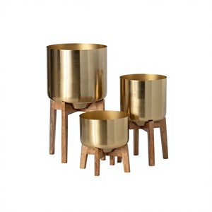 Metal Decorative <b>Planter</b> with Stand Home and Garden Supplies Iron Floor <b>Planter</b> Wedding Tabletop Plants Decoration Pots SET of 3 - Product Image 1