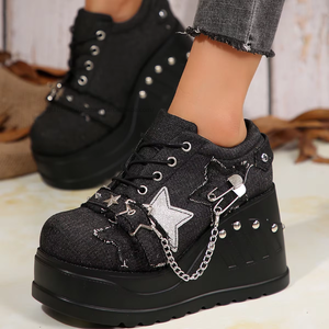 Nouvelle Collection Printemps – Chaussures Décontractées en Jean à Plateforme Épaisse pour Femme, Grande Taille, Semelle Compensée, Style Étoile, Chaussures Plates Sexy - Product Image 6