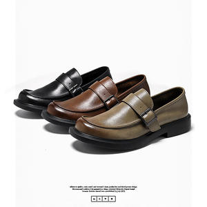 Chaussures en cuir décontractées pour hommes 2025 nouvelles chaussures habillées d'affaires Style britannique et américain chaussures de bureau plates en cuir souple - Product Image 2