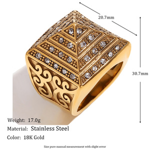 Moda nicho diseño personalidad anillo creativo Acero inoxidable chapado 18K oro vid pirámide anillo <span class=keywords><strong>de</strong></span> hombre - Product Image 2