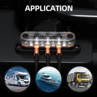 Bloc de jonction de batterie marin 150 ampères avec barre omnibus, 5 bornes M6 de 1/4 pouce, avec couvercle pour applications automobiles, bateaux et solaires