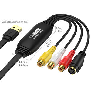 Carte de capture vidéo AV vers USB plaquée or pour femme, 1080P, carte de capture USB 2.0 RCA avec connecteur Type-C et câble RCA mâle - Product Image 2