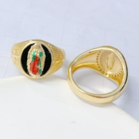 Bague de mode JML plaquée or 14 carats, religieuse Vierge Marie, bijoux Hiphop Punk laminés, accessoire de vente en gros, bague Vierge Marie noire