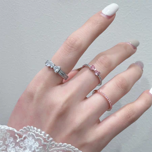 <span class=keywords><strong>Anello</strong></span> da donna impilabile in <span class=keywords><strong>Argento</strong></span> Sterling S925, design Stella Spezzata, <span class=keywords><strong>Onda</strong></span> Intrecciata e Fiocco, con tocco di alta gamma e di nicchia - Product Image 2