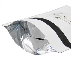Ламинированная сумка из алюминиевой фольги с застежкой-молнией, стоячий мешок, матовый мешок из белой фольги, пакет для кофе с застежкой-молнией и клапаном дегазации