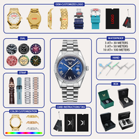 Montres à quartz pour hommes, vente en gros, luxe minimaliste, cadran bleu, étanches 5 bars, avec calendrier et semaine, Orologio Uomo
